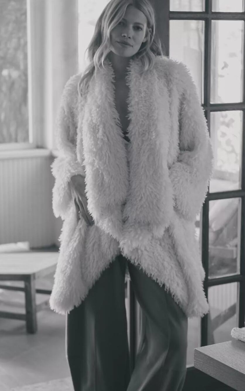 New Anthropologie Daily Practice Faux-Fur Cream Jacket - Medium